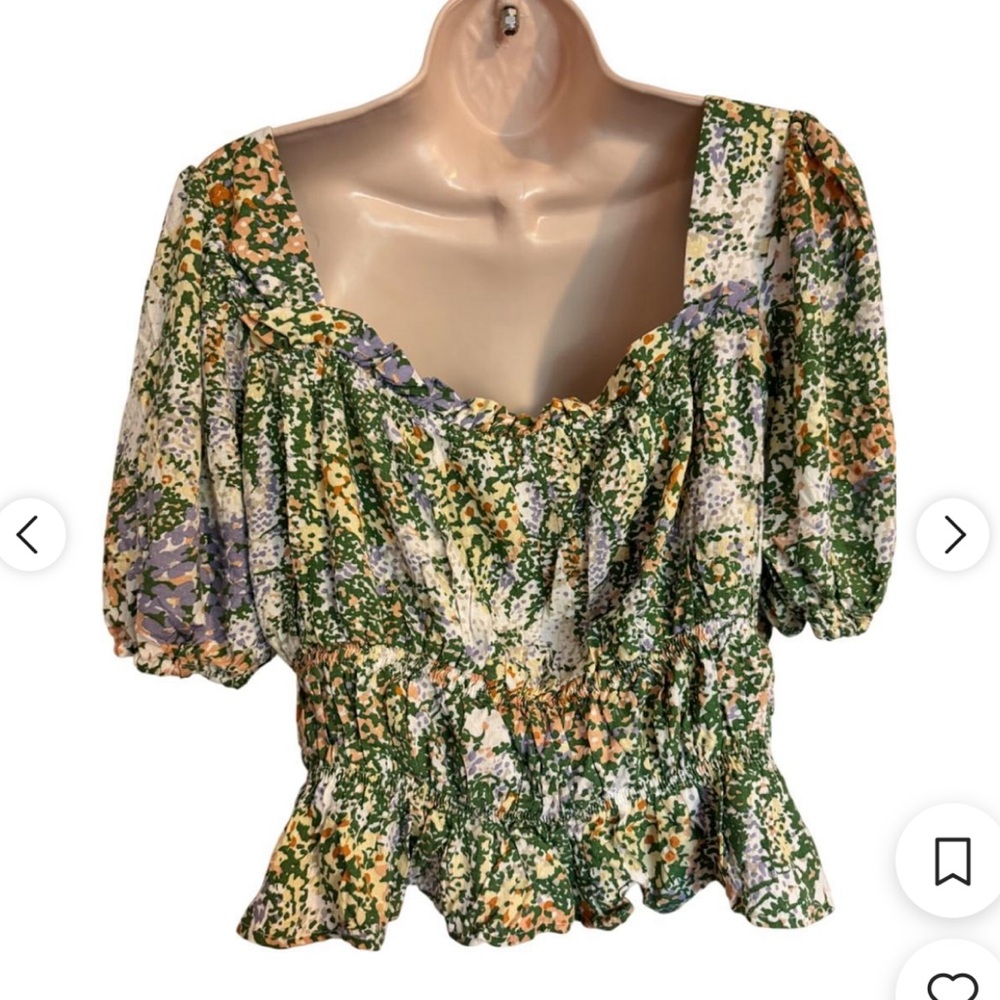 Green floral blouse - Picture 3 of 4
